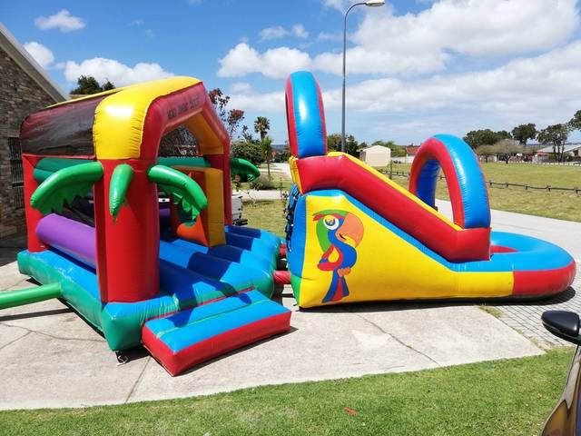 Wild Island Jumping Caslte No.8 Wild Island Jumping Caslte No.8 Jumping area and slide with pond10m x 7m grass requiredHire rate is R600 per dayBook now!
